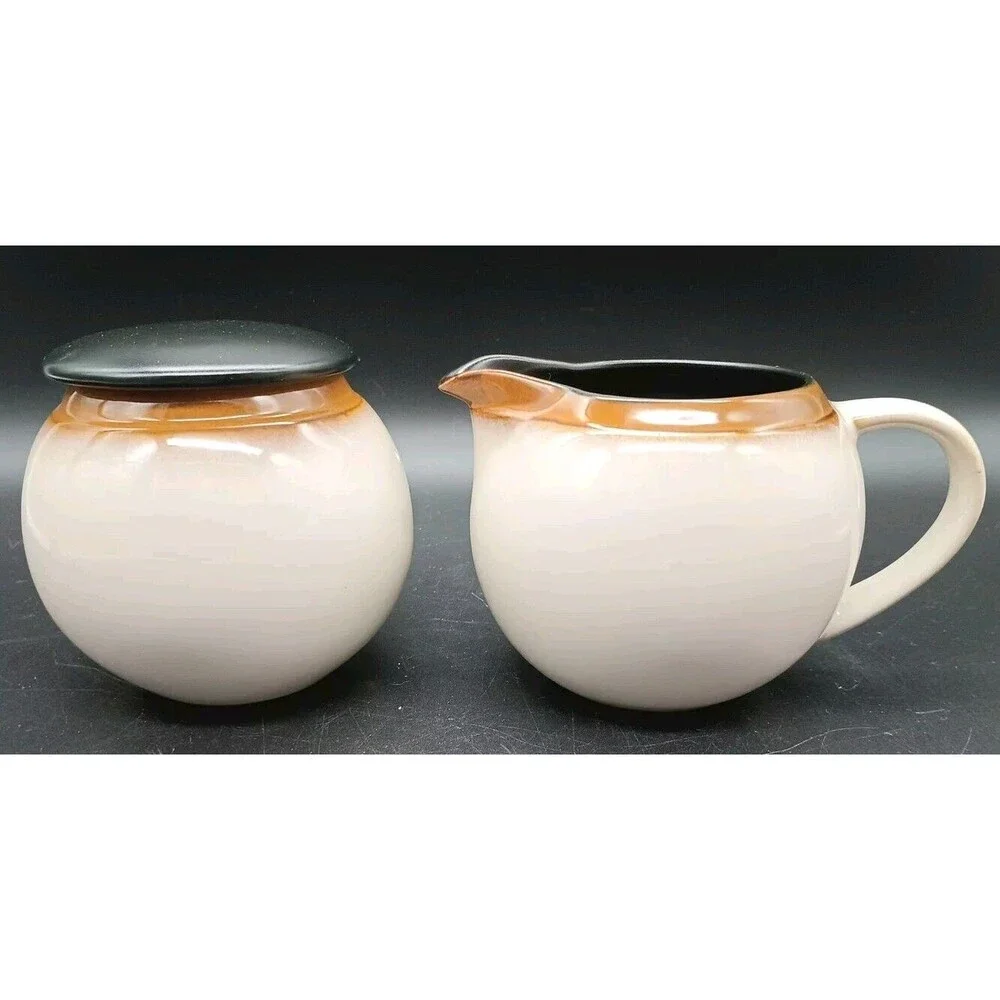 Pier 1 Sahara Creamer Sugar Bowl With Lid Round